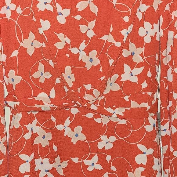 ELIZA J Tie Waist Floral Print Crew Neck 3/4 Sleeve A-Line Pebble Crepe Dress - Picture 8 of 8